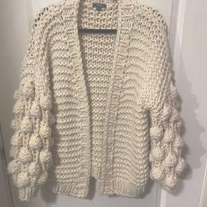 Chunky Knit Sweater Cardigan in Cream